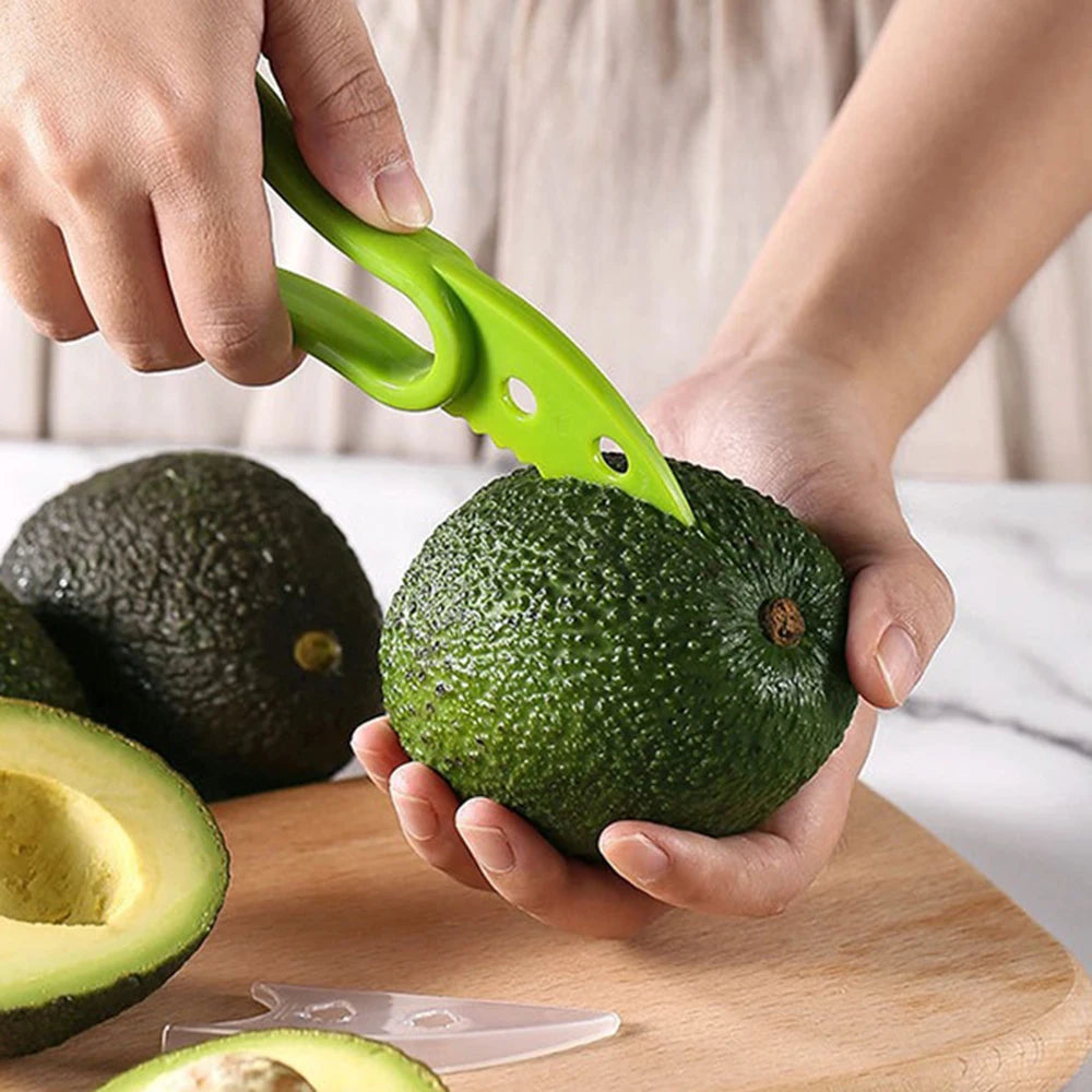 Jjyy 3 1 Avocado Slicer Shea Corer Butter Fruit Peeler Cutter Pulp Separator Plastic Knife Kitchen