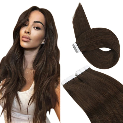 Ugeat Tape Hair Extensions Human Real Natural Brazilian Remy Straight Seamless Skin Weft Women