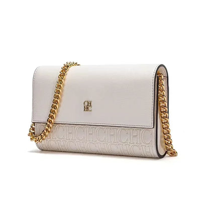 Women's Chain Crossbody Bag – Letter Print PU Leather Flap Shoulder Purse