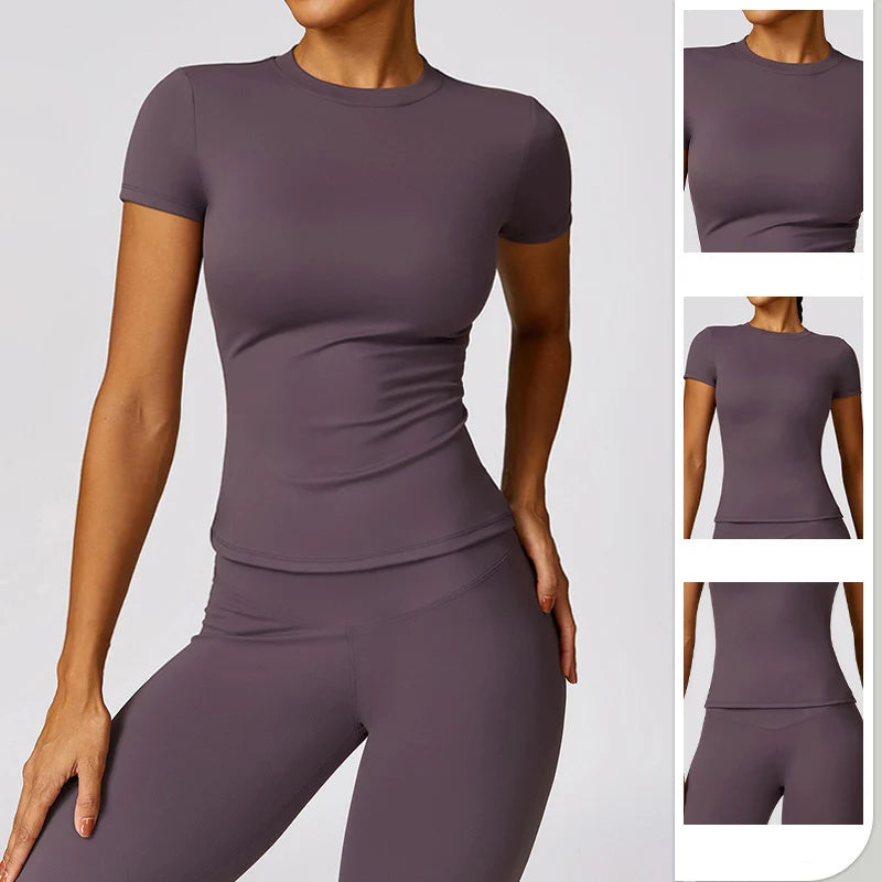 Women's Slim Fit Sports T-Shirt Short Sleeve Yoga Gym Top