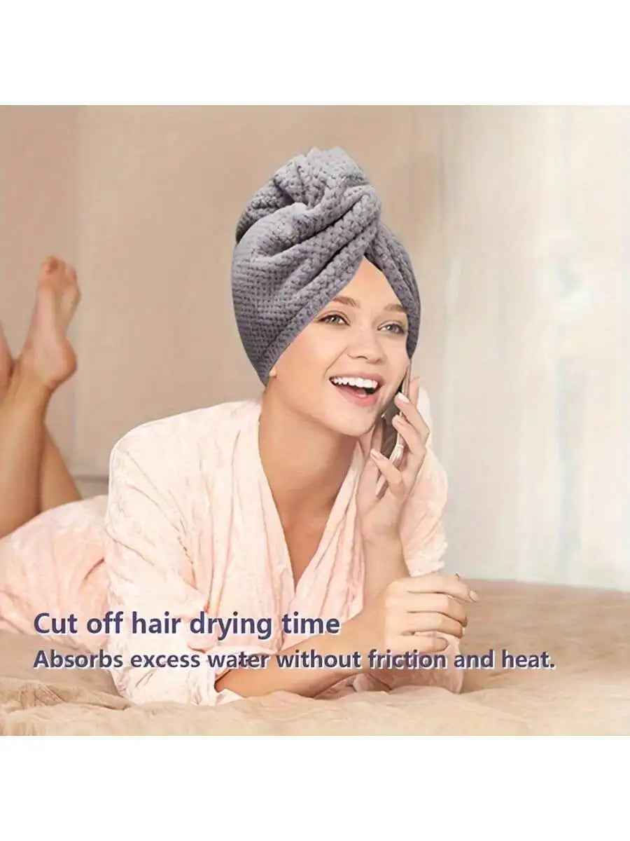 Microfiber Hair Towel Wrap – Absorbent Quick-Dry Turban Cap for Women