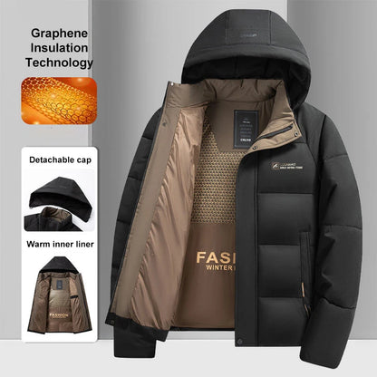 Men's Graphene Insulated Winter Jacket – Hooded Windproof Puffer Coat