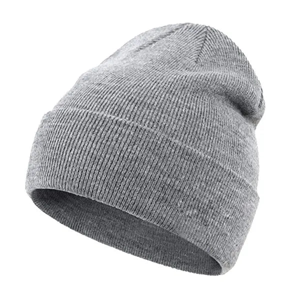 Solid Knit Beanie – Unisex Cuffed Winter Skull Cap