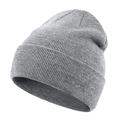 Solid Knit Beanie – Unisex Cuffed Winter Skull Cap