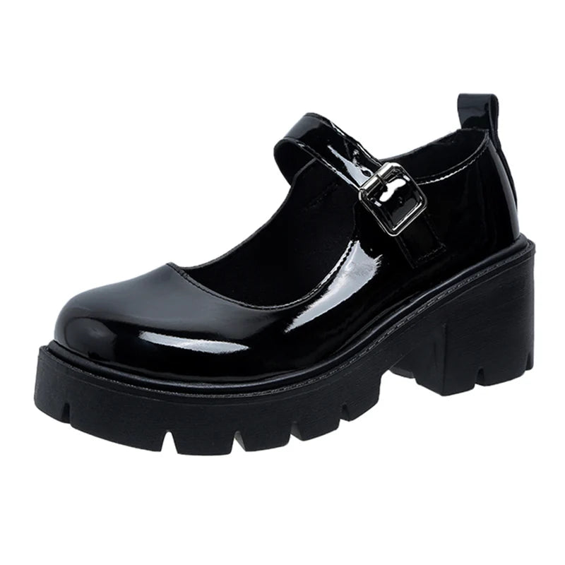 Platform Mary Jane Pumps – Buckle Strap Block Heel