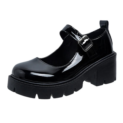 Platform Mary Jane Pumps – Buckle Strap Block Heel