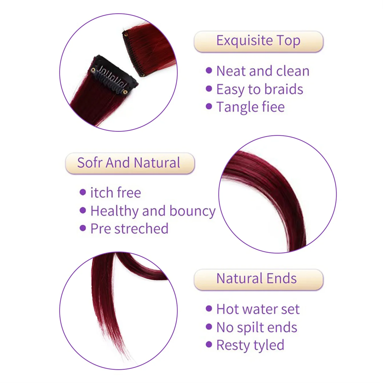 5pcs Set Long Straight Hair Extensions Synthetic Clip Women Halloween Christmas Party Cosplay