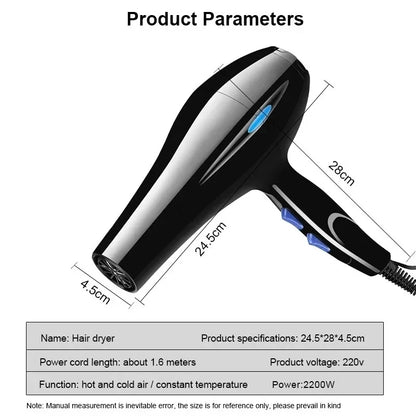 Professional 2200W Ionic Hair Dryer – Fast Heating with Accessories Set