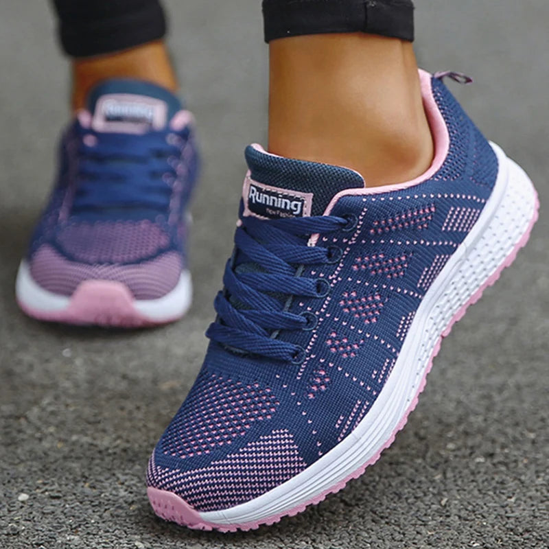 Women's Mesh Sneakers – Breathable Lace-Up Tennis Trainers