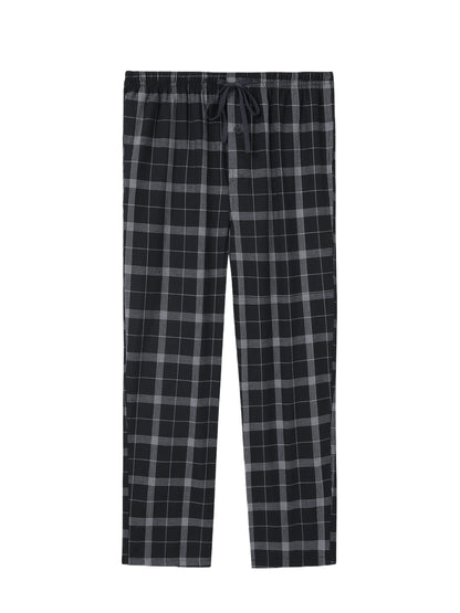 Men's Checked Cotton Pajama Pants with Pockets