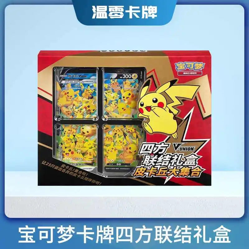 Stock Genuine 100 Original Pokemon Ptcg Card Quartet Coupling V-Union Gift Boxes Pikachu Big Gather