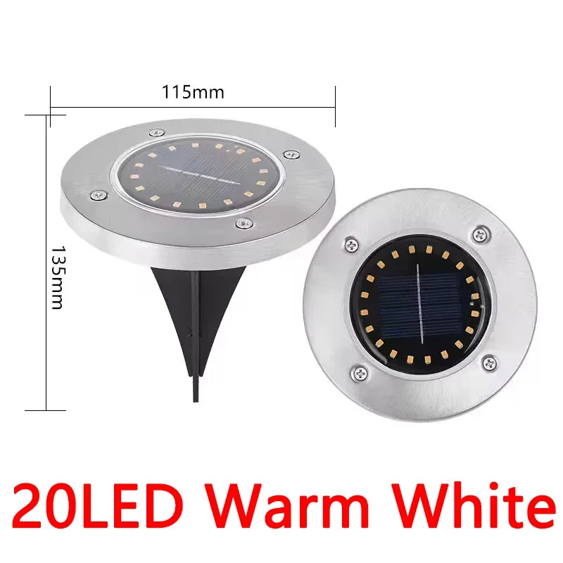 20leds Disk Underground Lamp Spotlight Buried Solar Light Home Garden Lawn Yard Decoration