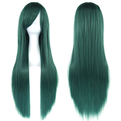 Soowee Long Synthetic Hair White Purple Cosplay Wigs Party Black Straight Wig Hairpiece Women