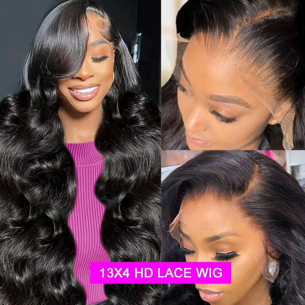 36 Inch Body Wave Lace Front Wigs Human Hair 250 Density 13x4 Hd Pre Plucked Natural Hairline Baby