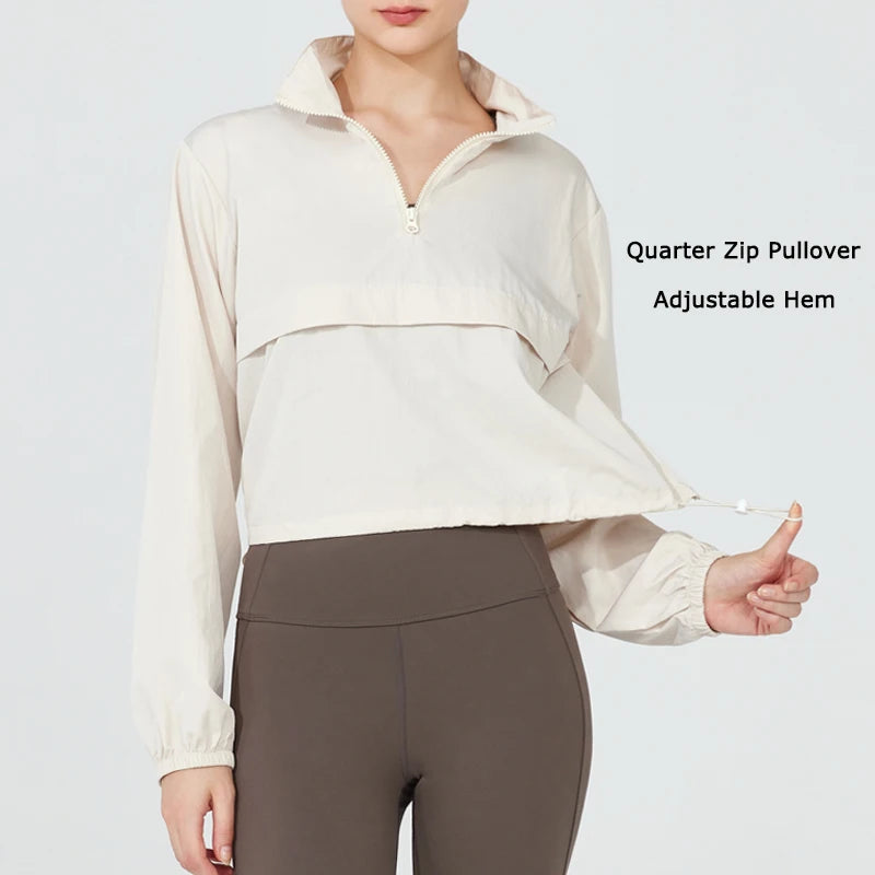 Women's Lightweight Quarter-Zip Athletic Windbreaker – Golf Running Hiking Pullover Jacket