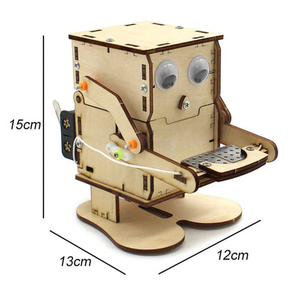 Coin-Eating Robot DIY Wooden STEM Kit for Kids