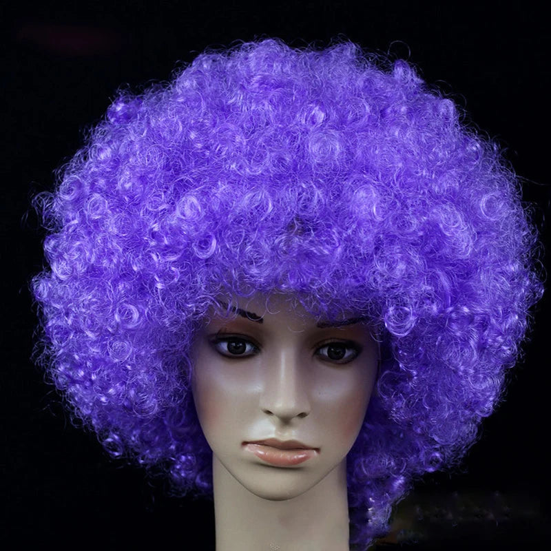 Women Curly Cosplay Wig Short Wavy Hair Colorful Synthetic Daily Party Men Football Fan Wearing Kids
