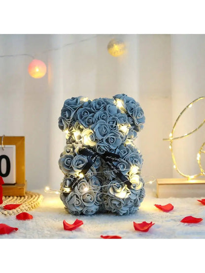 Rose Teddy Bear with LED Lights Artificial Flower Gift