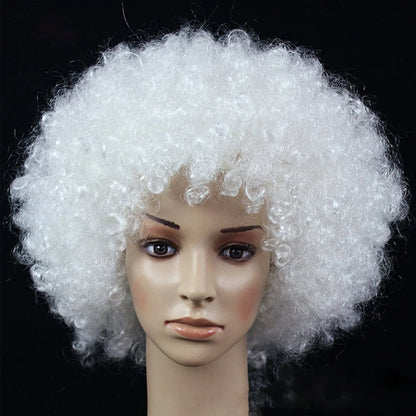 Women Curly Cosplay Wig Short Wavy Hair Colorful Synthetic Daily Party Men Football Fan Wearing Kids