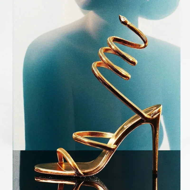 Spiral Wrap Ankle Strap Stiletto Sandals for Women – Open Toe Sexy Heels