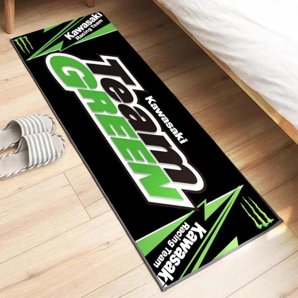 Kawasaki Motorcycle Area Rug Anti-Slip Floor Mat for Garage & Home Decor