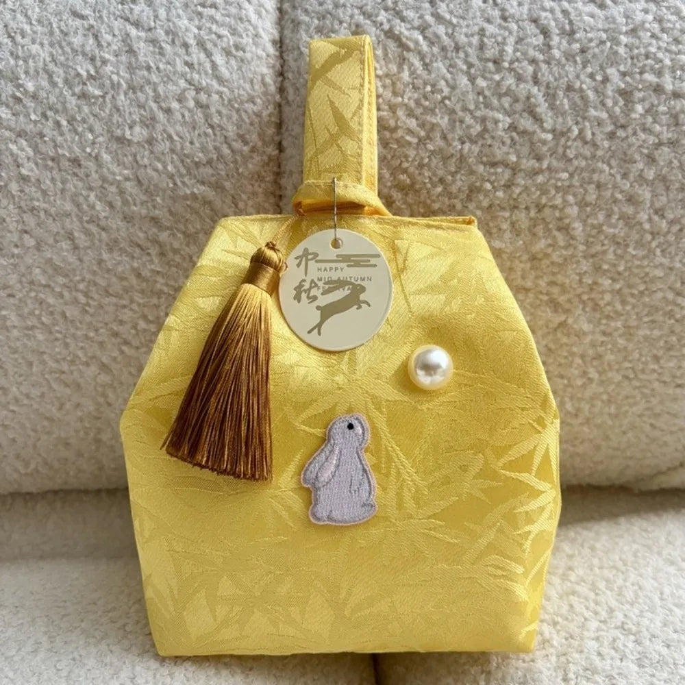 Chinese Style Embroidered Wrist Bag with Tassel Pendant