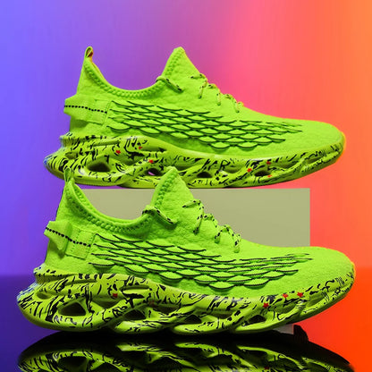 Men's Blade Sole Running Sneakers – Breathable Knit Luxury Trainer