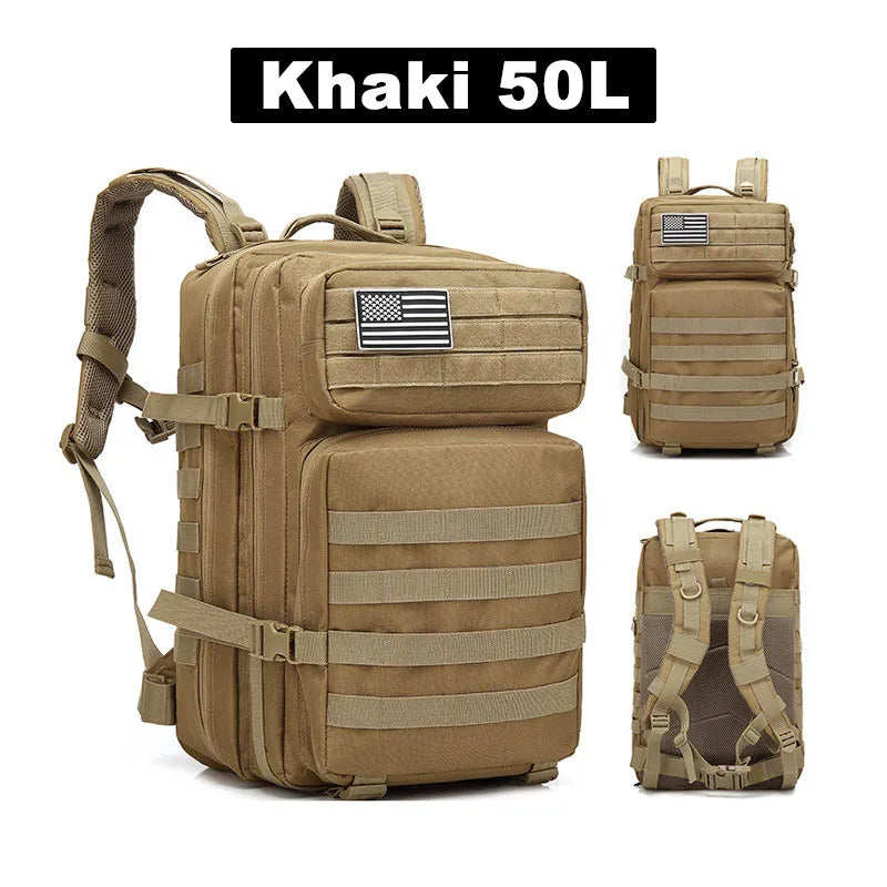 50L Tactical Backpack – Waterproof Military Rucksack for Men