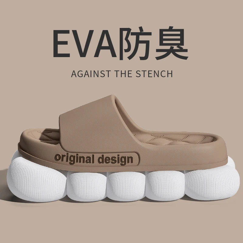 Men Trend Summer Slippers Soft Non-Slip Sole Cloud Sandals Home Beach Indoor Outdoor - Soft