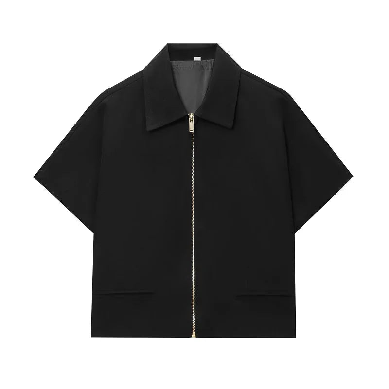 Women's Cropped Short Sleeve Zip-Up Jacket – Summer Varsity Coat