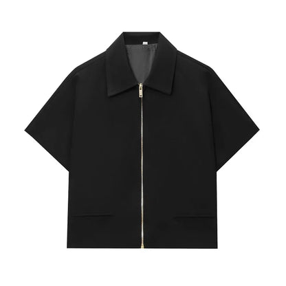 Women's Cropped Short Sleeve Zip-Up Jacket – Summer Varsity Coat