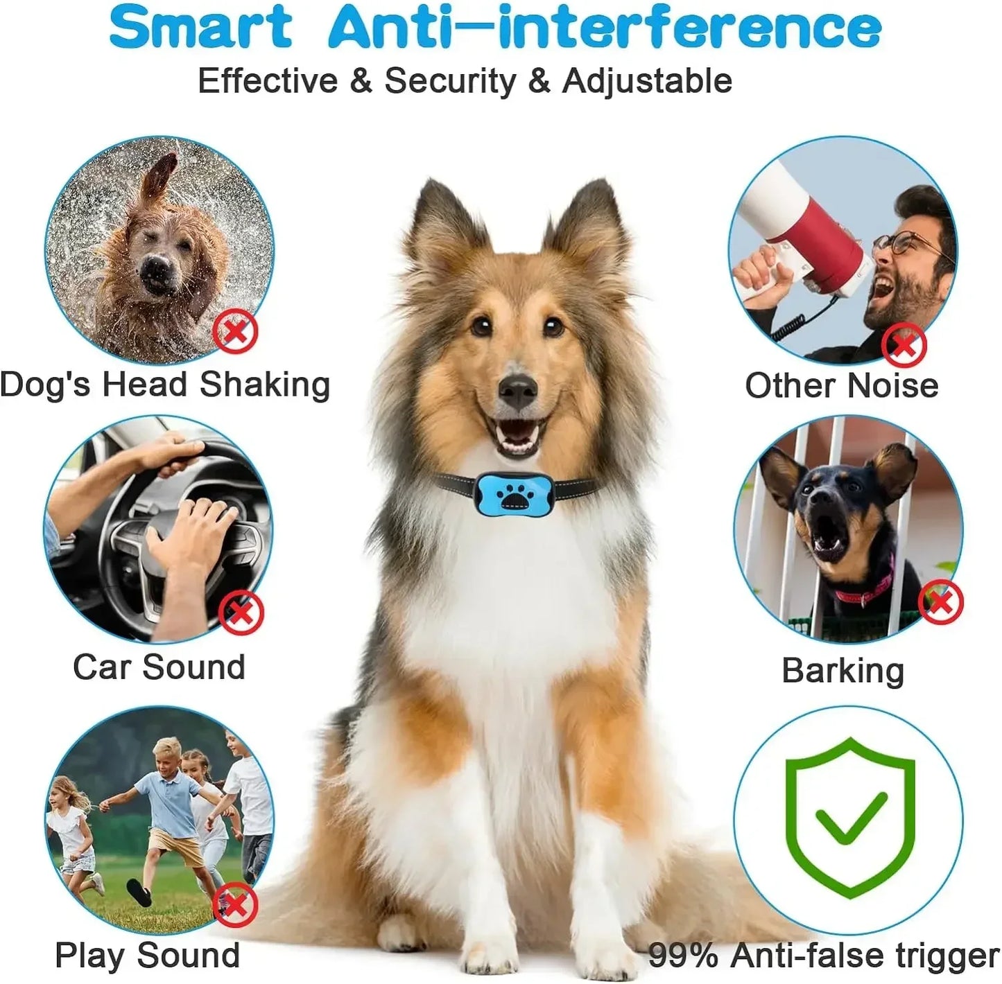 Anti-Bark Dog Training Collar – Ultrasonic, USB Rechargeable