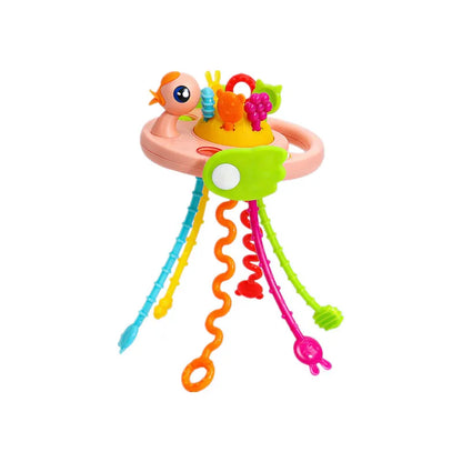 Baby Pull String Sensory Toy – Silicone Teething Rattle