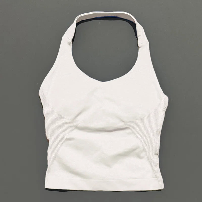 Seamless Halter Longline Sports Tank Top for Women – Gym Yoga Workout