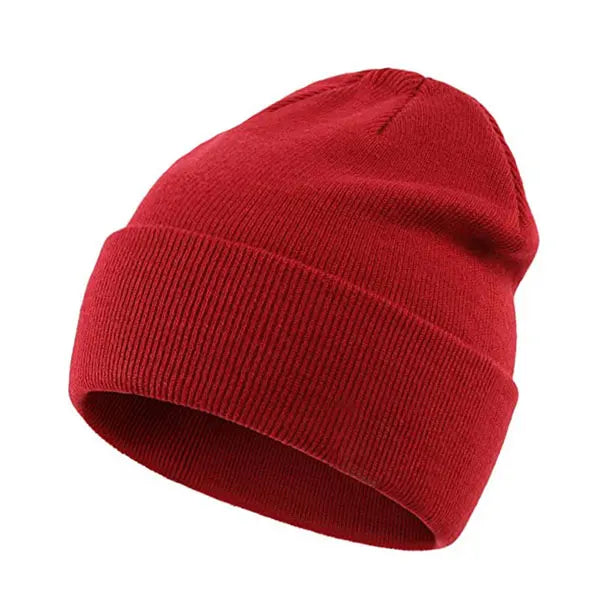 Solid Knit Beanie – Unisex Cuffed Winter Skull Cap