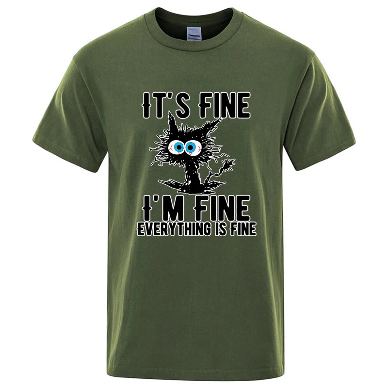 Funny Cool Cat Graphic T Shirt Casual Short Sleeve Tee