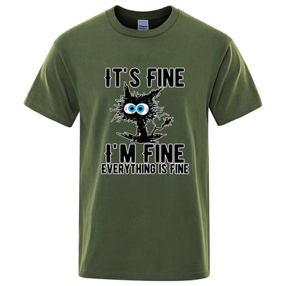 Funny Cool Cat Graphic T Shirt Casual Short Sleeve Tee