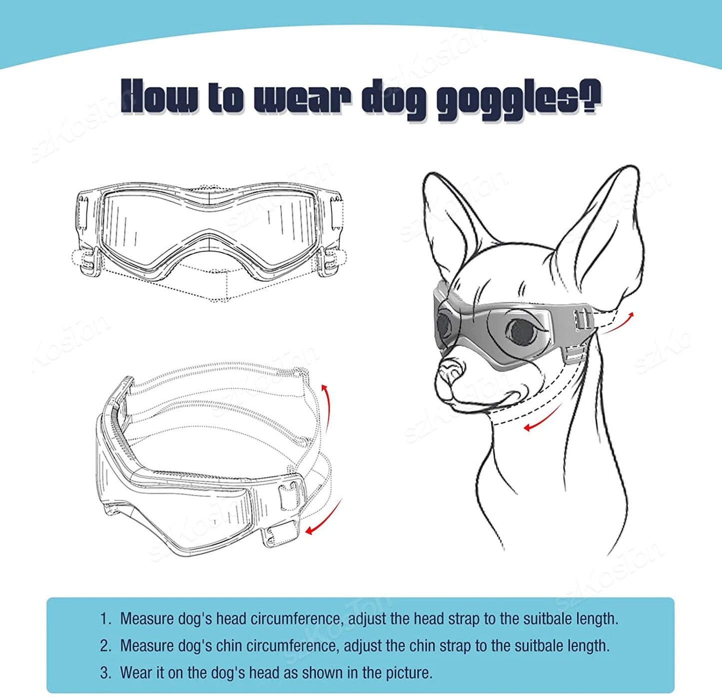 Dog Goggles UV Protection Sunglasses with Adjustable Strap