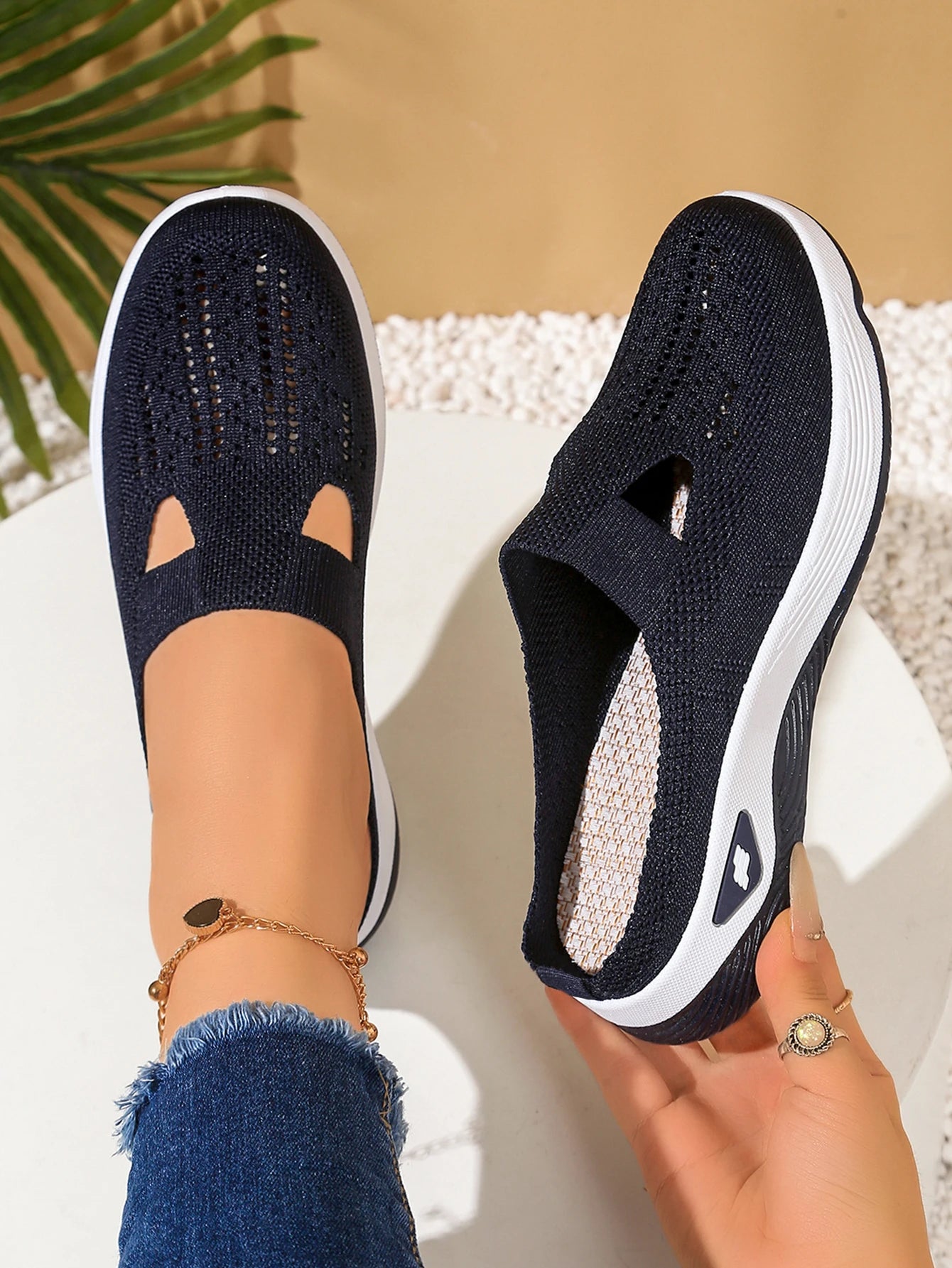 Women S Indoor Home Half Slippers Breathable Vent Design Slip Summer Casual Footwear