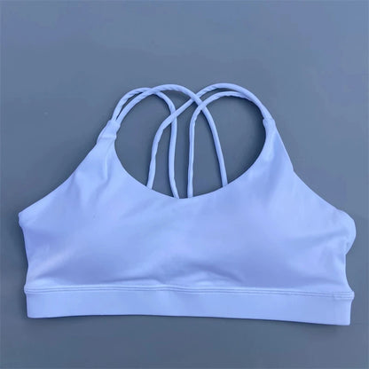 Women's Cross-Back Sports Bra – Soft Fitness Top for Yoga & Gym