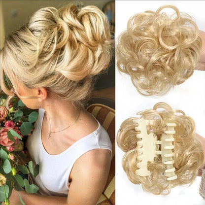 Claw Clip Messy Bun Hair Piece Curly Wavy Synthetic Updo