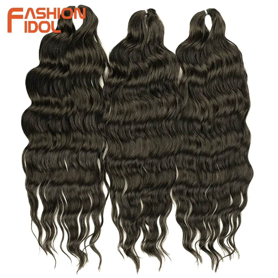 Anna 24 Inch Synthetic Hair Water Wave Braiding Extensions Ombre Blonde Deep Afro Curl Twist Crochet
