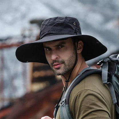Wide Brim Sun Hat – Mesh Breathable Outdoor Bucket Hat for Men