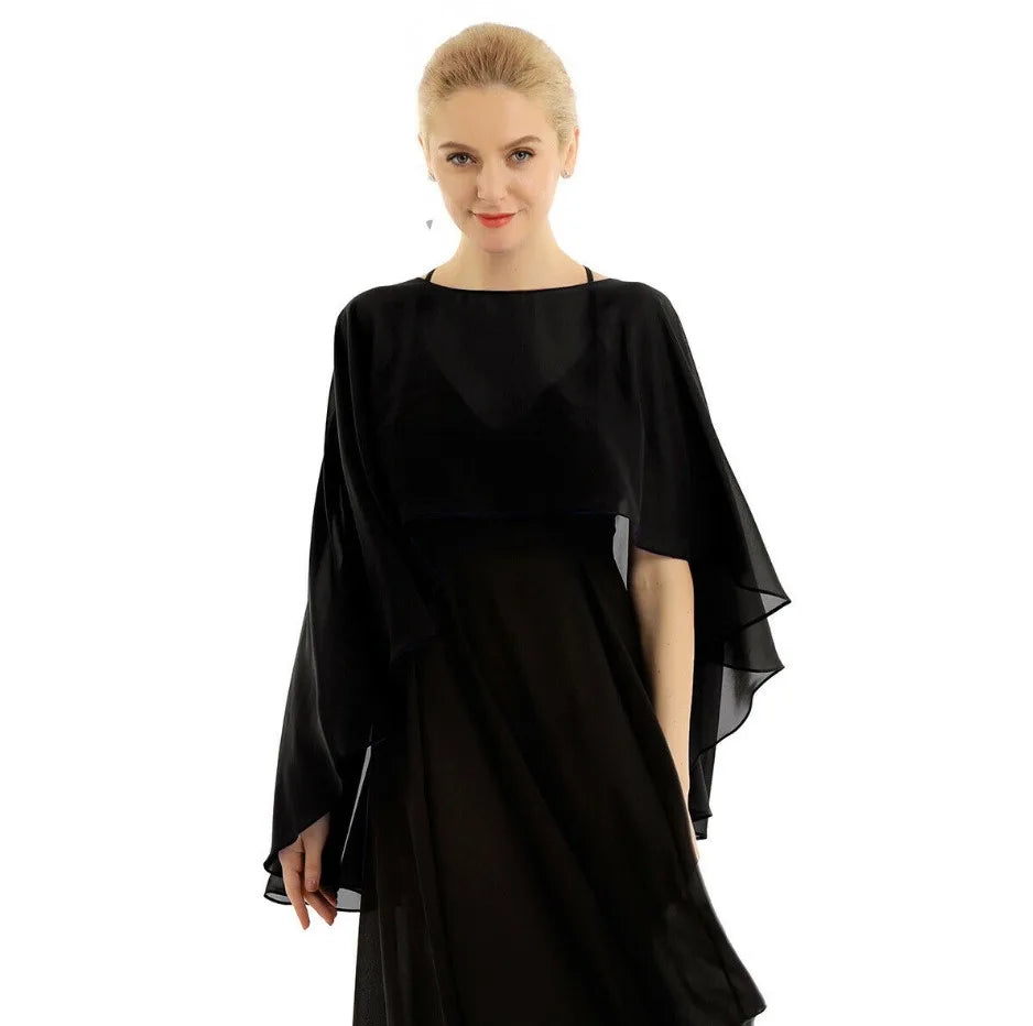 Chiffon Bridal Cape Wrap for Women