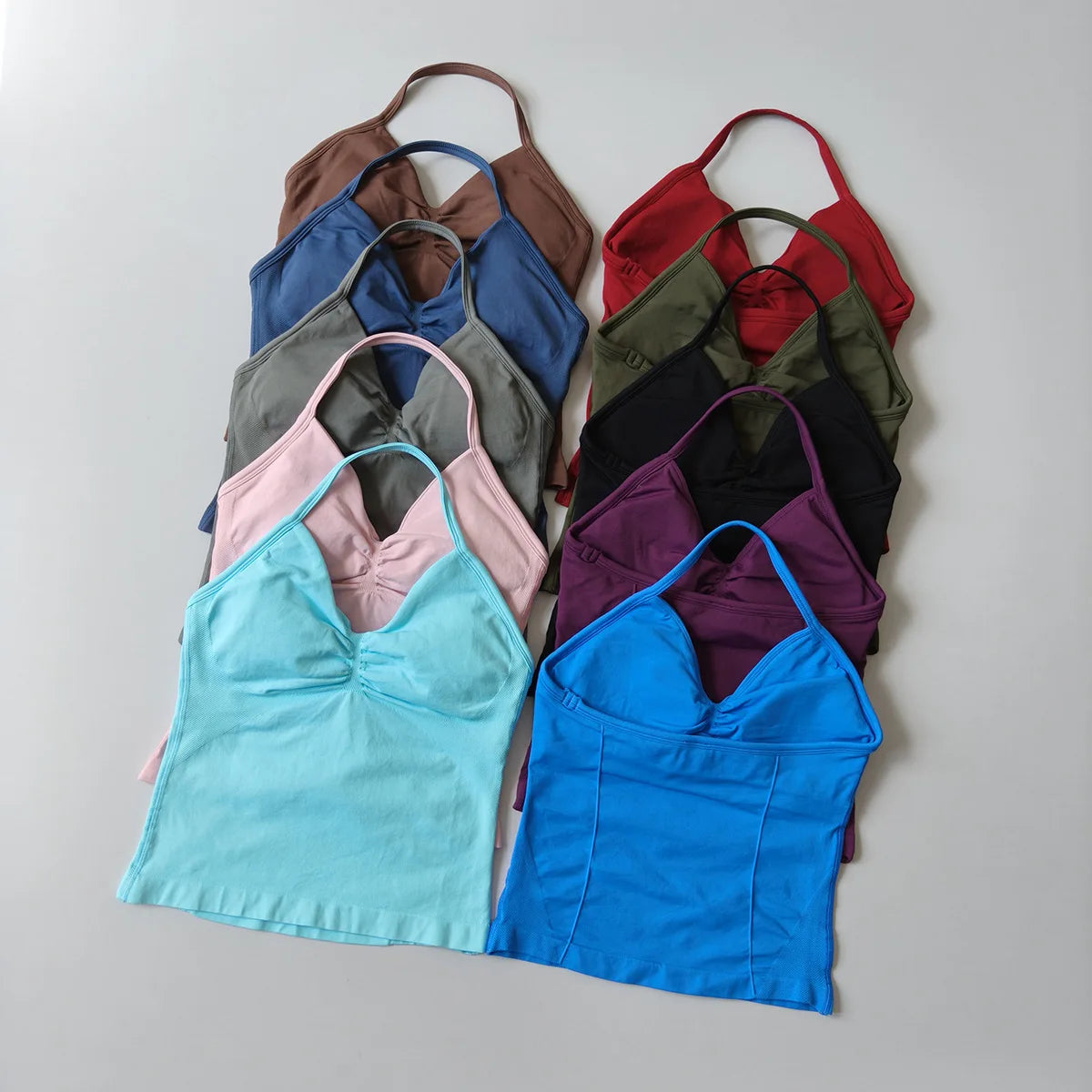 Women's Strappy Backless Crop Top & Scrunch Shorts Set – Gym Yoga Activewear