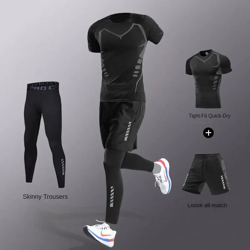 Men's Quick-Dry Compression Fitness Set – 3 to 7 Piece Running Suit