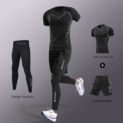 Men's Quick-Dry Compression Fitness Set – 3 to 7 Piece Running Suit