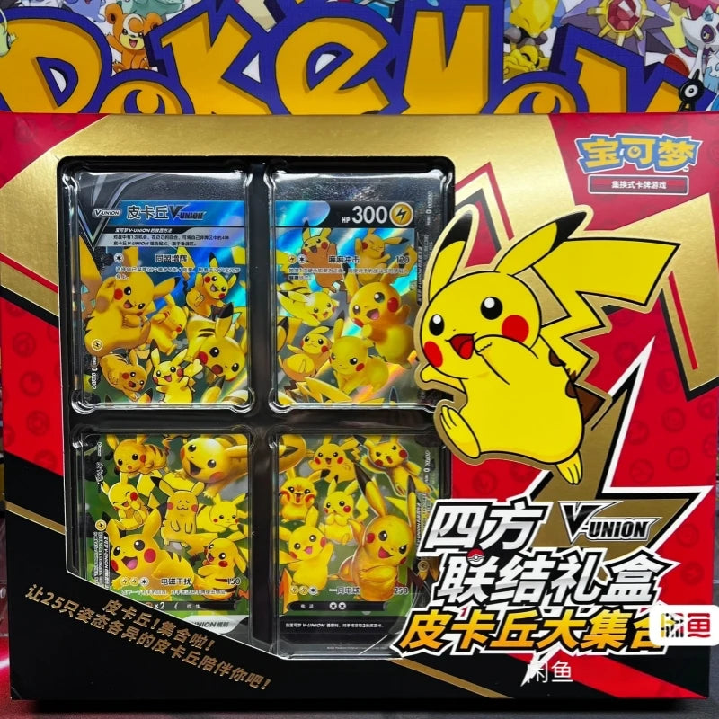 Stock Genuine 100 Original Pokemon Ptcg Card Quartet Coupling V-Union Gift Boxes Pikachu Big Gather
