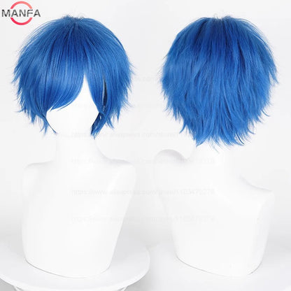 Anime 30cm Short Straight Cosplay Wig Black White Green Brown Purple Blue Gray Red Gold Man Women