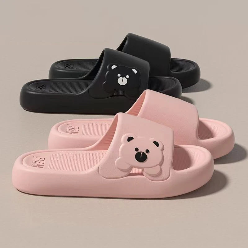 Summer Cartoon Bear Indoor Slippers Women Lightweight Soft Eva Slides Woman Comfort Home Bathroom